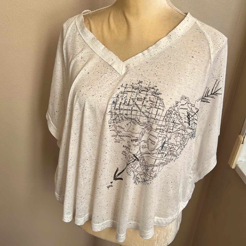 Rasaki Womens Heart Print T Shirt Blouse Sz M Dotted New